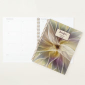 Floral Fantasy Gold Eggplant Abstracte Art Name Planner (Display)