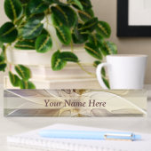 Floral Fantasy Gold Eggplant Abstracte Art Text Naambordje