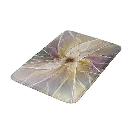 Floral Fantasy Gold Eggplant Abstracte fractale ku Badmat (Gekanteld)