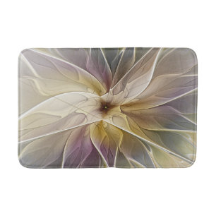Floral Fantasy Gold Eggplant Abstracte fractale ku Badmat