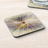 Floral Fantasy Gold Eggplant Abstracte fractale ku Bier Onderzetter (Linkerzijde)