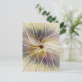 Floral Fantasy Gold Eggplant Abstracte fractale ku Briefkaart (Staand voorkant)