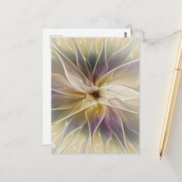 Floral Fantasy Gold Eggplant Abstracte fractale ku Briefkaart