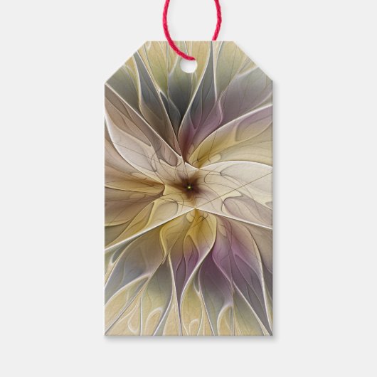 Floral Fantasy Gold Eggplant Abstracte fractale ku Cadeaulabel (Voorkant)