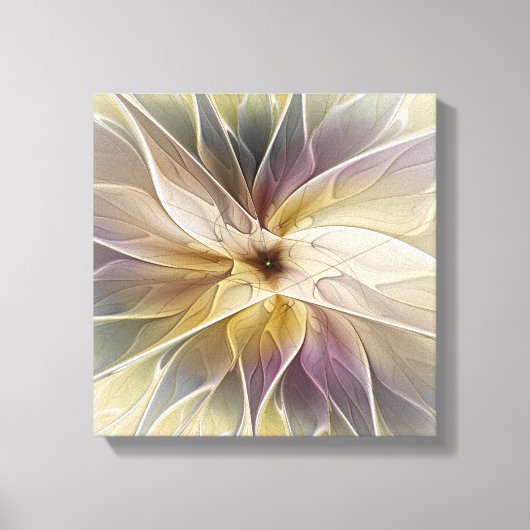 Floral Fantasy Gold Eggplant Abstracte fractale ku Canvas Afdruk (Voorkant)