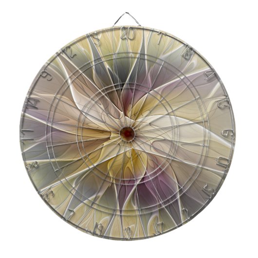 Floral Fantasy Gold Eggplant Abstracte fractale ku Dartbord (Voorkant)