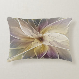 Floral Fantasy Gold Eggplant Abstracte fractale ku Decoratief Kussen