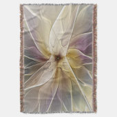 Floral Fantasy Gold Eggplant Abstracte fractale ku Deken (Voorkant Verticaal)