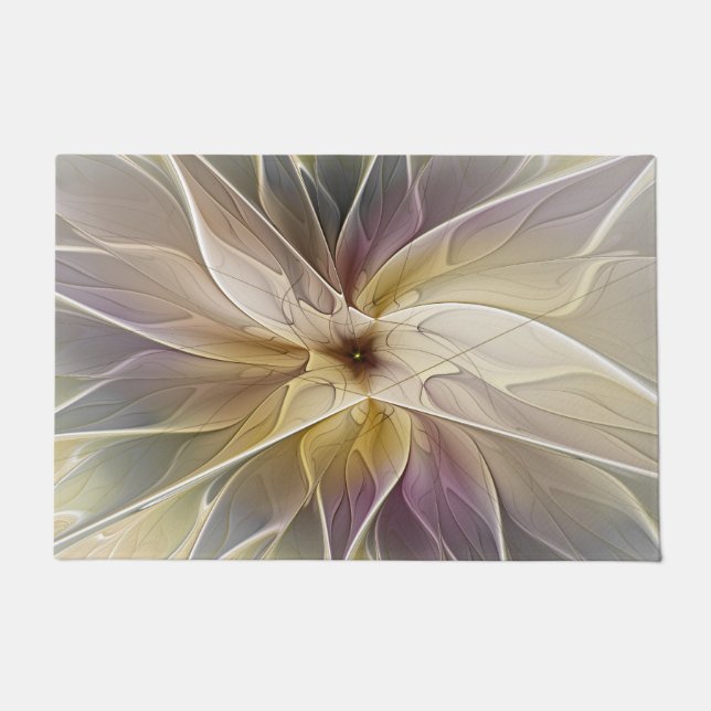 Floral Fantasy Gold Eggplant Abstracte fractale ku Deurmat (Voorkant)