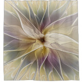 Floral Fantasy Gold Eggplant Abstracte fractale ku Douchegordijn (Voorkant)