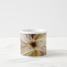 Floral Fantasy Gold Eggplant Abstracte fractale ku Espresso Kop