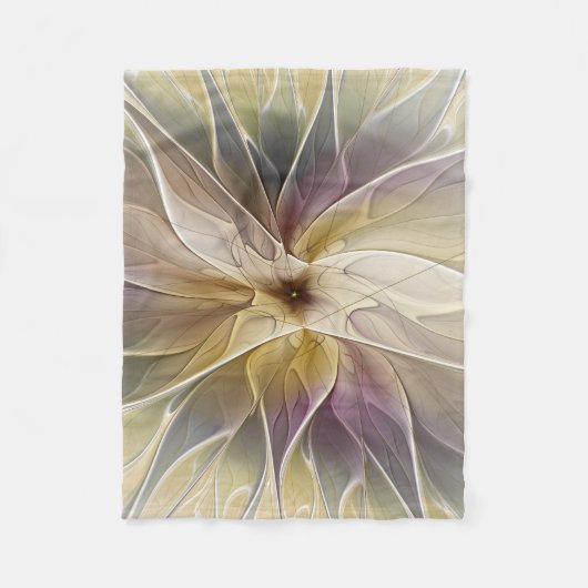 Floral Fantasy Gold Eggplant Abstracte fractale ku Fleece Deken (Voorkant)