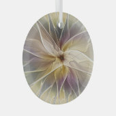 Floral Fantasy Gold Eggplant Abstracte fractale ku Glas Ornament (Voorkant Rechts)