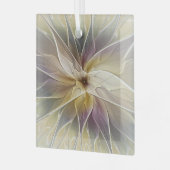 Floral Fantasy Gold Eggplant Abstracte fractale ku Glas Ornament (Voorkant links)