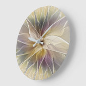 Floral Fantasy Gold Eggplant Abstracte fractale ku Grote Klok (Hoek)