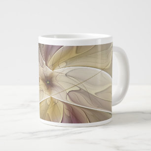 Floral Fantasy Gold Eggplant Abstracte fractale ku Grote Koffiekop