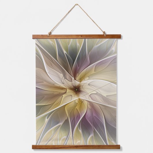 Floral Fantasy Gold Eggplant Abstracte fractale ku Hangend Wandkleed (Voorkant)