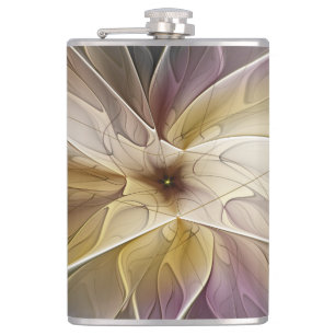Floral Fantasy Gold Eggplant Abstracte fractale ku Heupfles