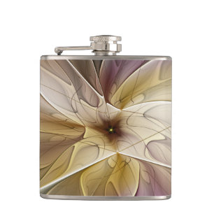 Floral Fantasy Gold Eggplant Abstracte fractale ku Heupfles