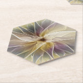 Floral Fantasy Gold Eggplant Abstracte fractale ku Kartonnen Onderzetters (Schuin)