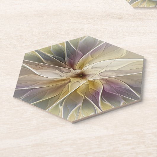 Floral Fantasy Gold Eggplant Abstracte fractale ku Kartonnen Onderzetters (Schuin)