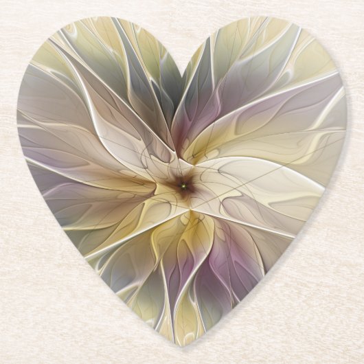 Floral Fantasy Gold Eggplant Abstracte fractale ku Kartonnen Onderzetters (Voorkant)