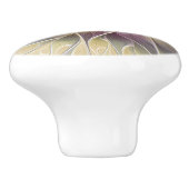 Floral Fantasy Gold Eggplant Abstracte fractale ku Keramische Knop (Zijkant)