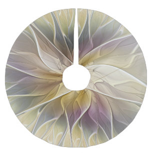 Floral Fantasy Gold Eggplant Abstracte fractale ku Kerstboom Rok