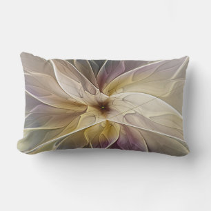 Floral Fantasy Gold Eggplant Abstracte fractale ku Kussen