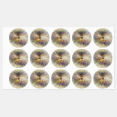 Floral Fantasy Gold Eggplant Abstracte fractale ku Labels (Vel)