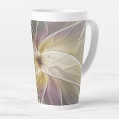 Floral Fantasy Gold Eggplant Abstracte fractale ku Latte Mok (Rechterhoek)