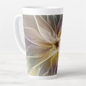 Floral Fantasy Gold Eggplant Abstracte fractale ku Latte Mok (Linkerhoek)