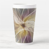 Floral Fantasy Gold Eggplant Abstracte fractale ku Latte Mok (Voorkant)