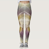 Floral Fantasy Gold Eggplant Abstracte fractale ku Leggings (Voorkant)