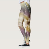 Floral Fantasy Gold Eggplant Abstracte fractale ku Leggings (Links)