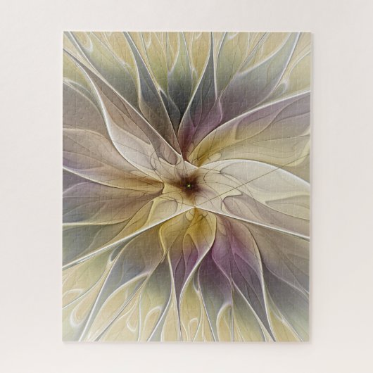 Floral Fantasy Gold Eggplant Abstracte fractale ku Legpuzzel (Verticaal)