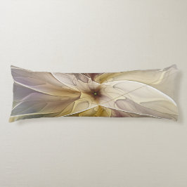 Floral Fantasy Gold Eggplant Abstracte fractale ku Lichaamskussen