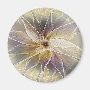 Floral Fantasy Gold Eggplant Abstracte fractale ku Magneet