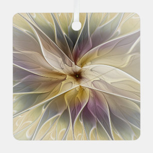Floral Fantasy Gold Eggplant Abstracte fractale ku Metalen Ornament