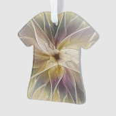 Floral Fantasy Gold Eggplant Abstracte fractale ku Ornament (voorkant)