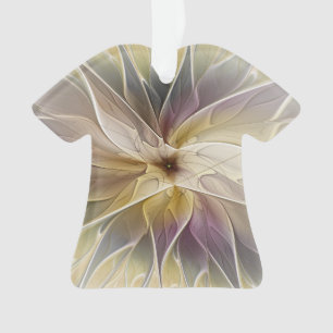 Floral Fantasy Gold Eggplant Abstracte fractale ku Ornament