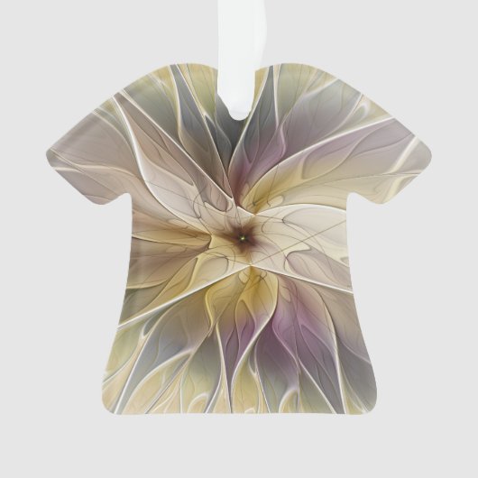 Floral Fantasy Gold Eggplant Abstracte fractale ku Ornament (voorkant)