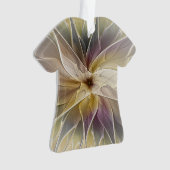 Floral Fantasy Gold Eggplant Abstracte fractale ku Ornament (voorkant)