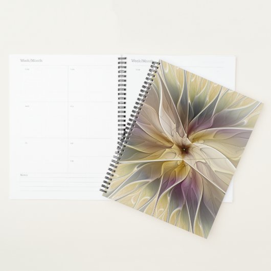 Floral Fantasy Gold Eggplant Abstracte fractale ku Planner (Display)