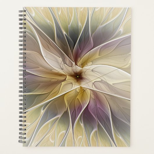 Floral Fantasy Gold Eggplant Abstracte fractale ku Planner (Voorkant)