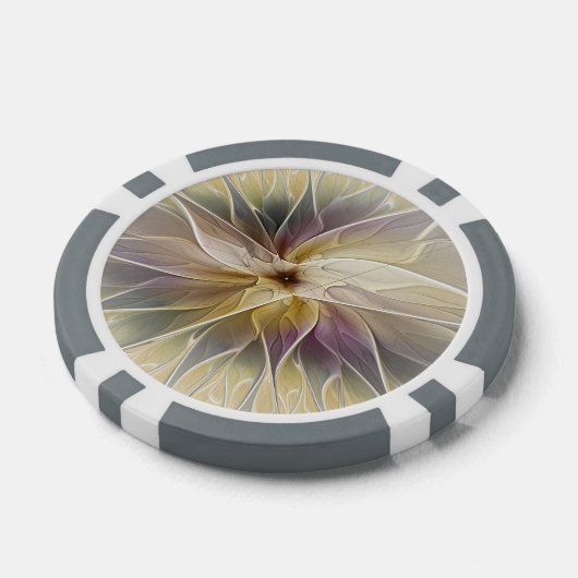 Floral Fantasy Gold Eggplant Abstracte fractale ku Poker Chips (Enkel)