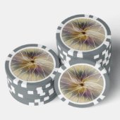 Floral Fantasy Gold Eggplant Abstracte fractale ku Poker Chips (Opstapeling)