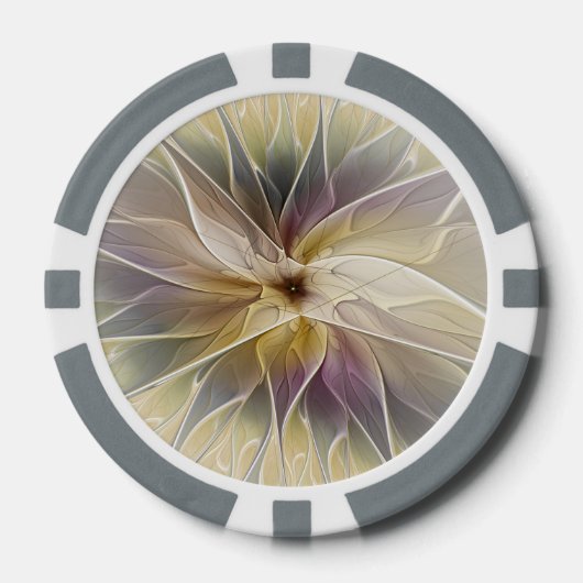 Floral Fantasy Gold Eggplant Abstracte fractale ku Poker Chips (Voorkant)