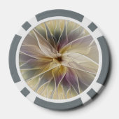 Floral Fantasy Gold Eggplant Abstracte fractale ku Poker Chips (Achterkant)