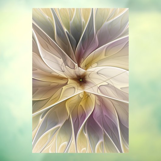 Floral Fantasy Gold Eggplant Abstracte fractale ku Raamsticker (Vel 3)